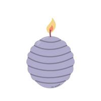 Lit round candle, vector flat illustration on a white background