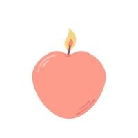 vela encendida en forma de manzana, ilustración plana sobre fondo blanco vector