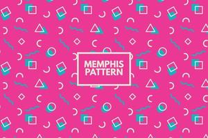 Memphis pattern. Geometric shapes seamless repeat vector pattern. Pink abstract background