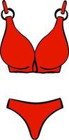 Red swimsuit, illustration, vector on white background.