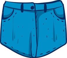 Denim short shorts, illustration, vector on white background.