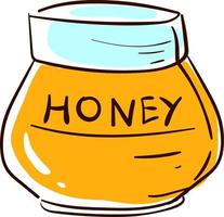 Honey in jar, illustration, vector on white background.