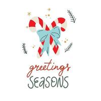 Greetings Season hand drawn lettering banner. Merry christmas Text calligraphy inscription card design. vector