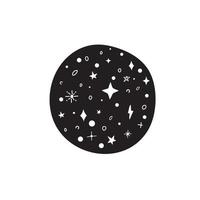Moon hand drawn on white background. Cute abstract hand drawn moon. with stars. vector