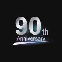 Silver 90th year anniversary celebration Modern logo vector