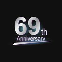 Silver 69th year anniversary celebration Modern logo vector