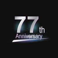 logotipo moderno de celebración de aniversario de 77 años de plata vector