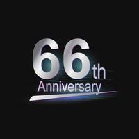 logotipo moderno de celebración de aniversario de 66 años de plata vector