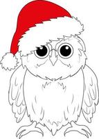 Happy New Year. Christmas owl in Santa's hat. Hand drawing. Card. vector