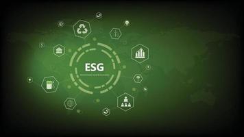 World sustainable environment concept.Green earth ESG icon for Environment Social and Governance. Solving environmental, social and management problems with figure icons. vector