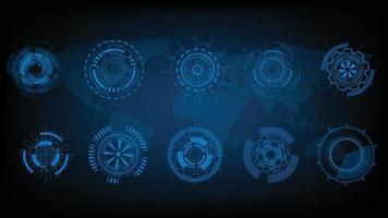 Circle technology elements set. Futuristic hud interface concept.Blue overlay style. vector