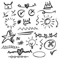 Doodle elements for concept design on set. isolated on white background. Infographic elements. Emphasis, curly swishes, swoops, swirl, arrow. vector illustration.