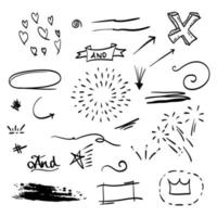 Doodle elements for concept design on set. isolated on white background. Infographic elements. Emphasis, curly swishes, swoops, swirl, arrow. vector illustration.