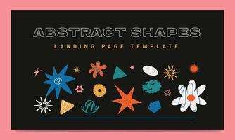 A landing page template with a collection of textured uneven multi-colored shapes. vector