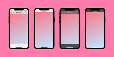 Estados del navegador móvil Safari en un dispositivo Android. plantillas de navegador móvil, pantallas, maquetas. vector