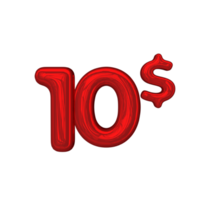 prix 3d nombre mental rouge 10 dollar png