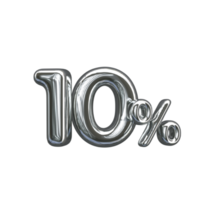 3D number Mental Silver 10 percent png