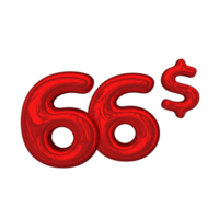 prix 3d nombre mental rouge 66 dollar png