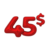 fijación de precios 3d número mental rojo 45 dólar png