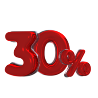 3d numero mentale rosso 30 per cento png