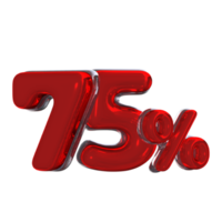 3D number Mental Red 75 Percent png