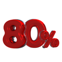 3D number Mental Red 80 Percent png