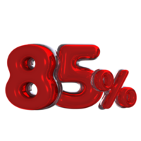 3d numero mentale rosso 85 per cento png