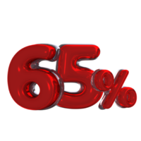 3d numero mentale rosso 65 per cento png