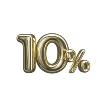 Pricing 3D number Mental Gold 10 Percent png