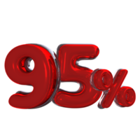 3D number Mental Red 95 Percent png