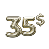Preisgestaltung 3D-Zahl mentales Gold 35 Dollar png