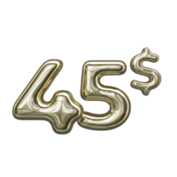 precio 3d número mental oro 45 dólar png