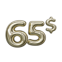 Preisgestaltung 3D-Nummer mentales Gold 65 Dollar png