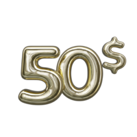 Preisgestaltung 3D-Zahl mentales Gold 50 Dollar png