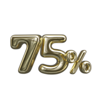 Preisgestaltung 3D-Zahl mentales Gold 75 Prozent png