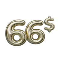 Pricing 3D number Mental Gold 66 dollar png