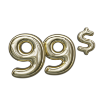 Pricing 3D number Mental Gold 99 dollar png