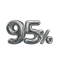 3D number Mental Silver 95 percent png