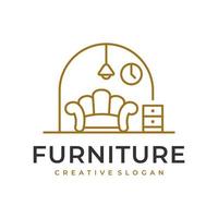 Interior room, furniture gallery logo design vector template