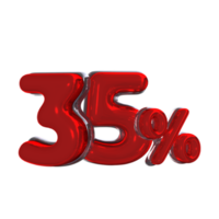 3d numero mentale rosso 35 per cento png