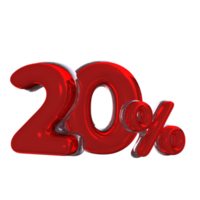 3D number Mental Red 20 Percent png