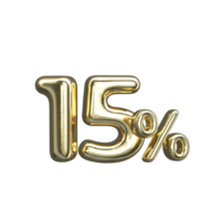 Preisgestaltung 3D-Zahl mentales Gold 15 Prozent png