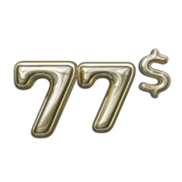 Pricing 3D number Mental Gold 77 dollar png