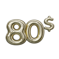 Preisgestaltung 3D-Nummer mentales Gold 80 Dollar png