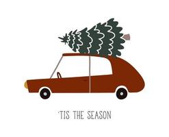 Car with Christmas tree vector