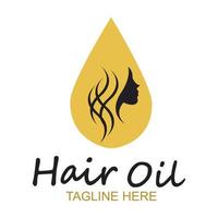 hair oil essential logo with drop oil and hair logo symbol-vector vector