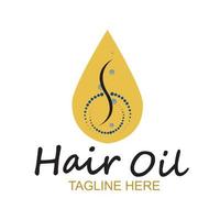 Logotipo esencial de aceite para el cabello con gota de aceite y símbolo-vector del logotipo del cabello vector