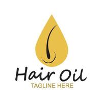 Logotipo esencial de aceite para el cabello con gota de aceite y símbolo-vector del logotipo del cabello vector