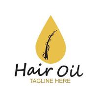 Logotipo esencial de aceite para el cabello con gota de aceite y símbolo-vector del logotipo del cabello vector