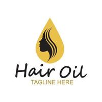 hair oil essential logo with drop oil and hair logo symbol-vector vector